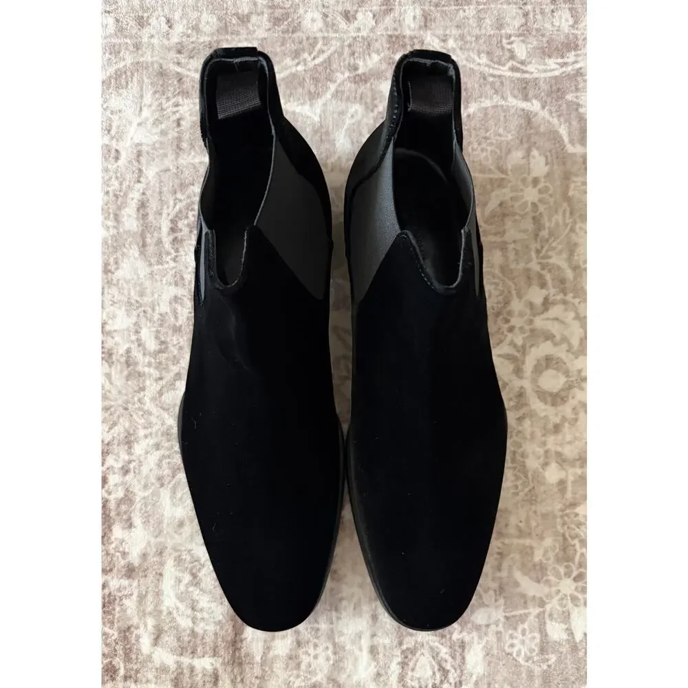 $995 NIB Giorgio Armani Black Velvet Chelsea Boots – Men's Size 11 / EU 44